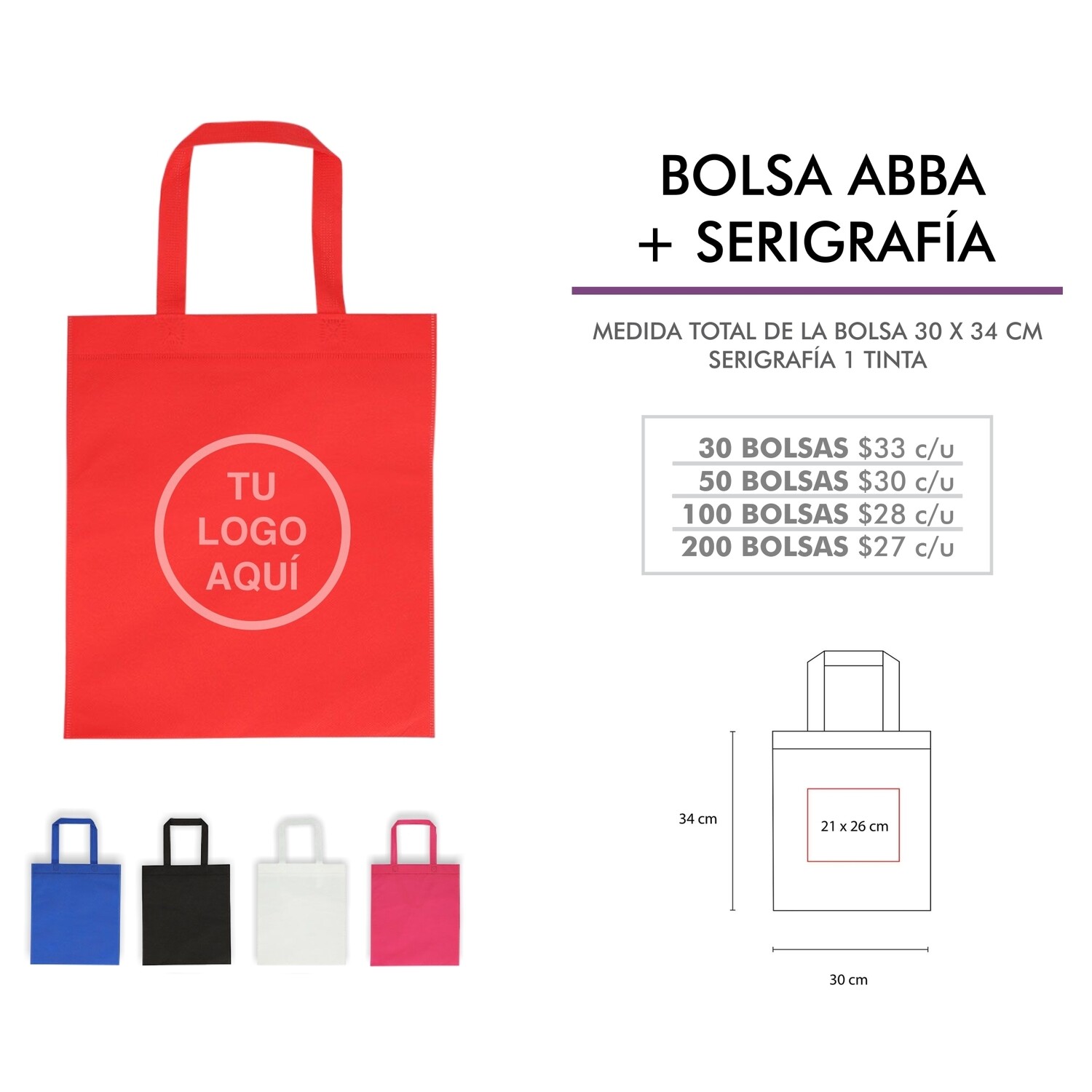 BOLSA ABBA CON SERIGRAFÍA