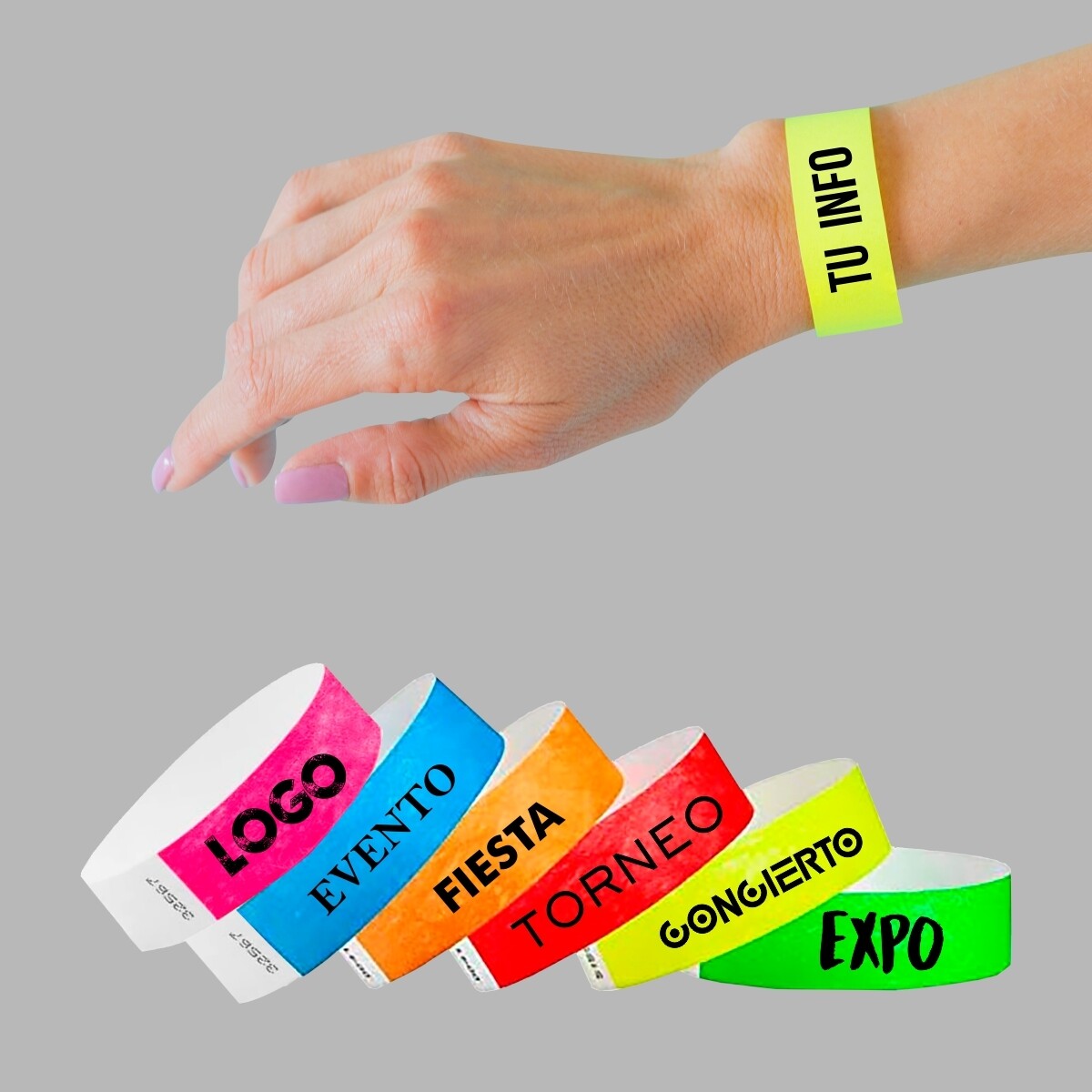 PULSERA TYVEK C/ IMPRESIÓN TINTA NEGRA