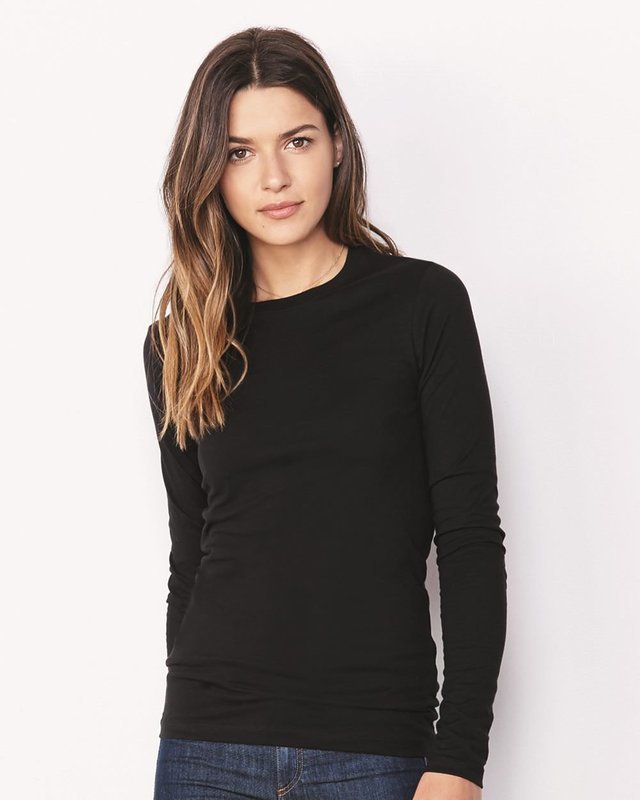 Women's Relaxed Long Sleeve Crew Neck Jersey Tee - (STYLE#PRBC006450)