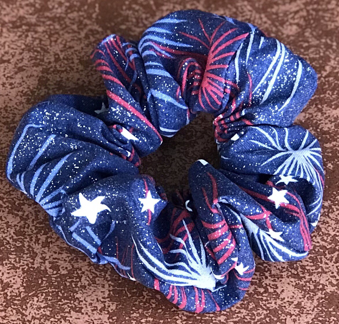 Blue Sparkle Fireworks Scrunchie