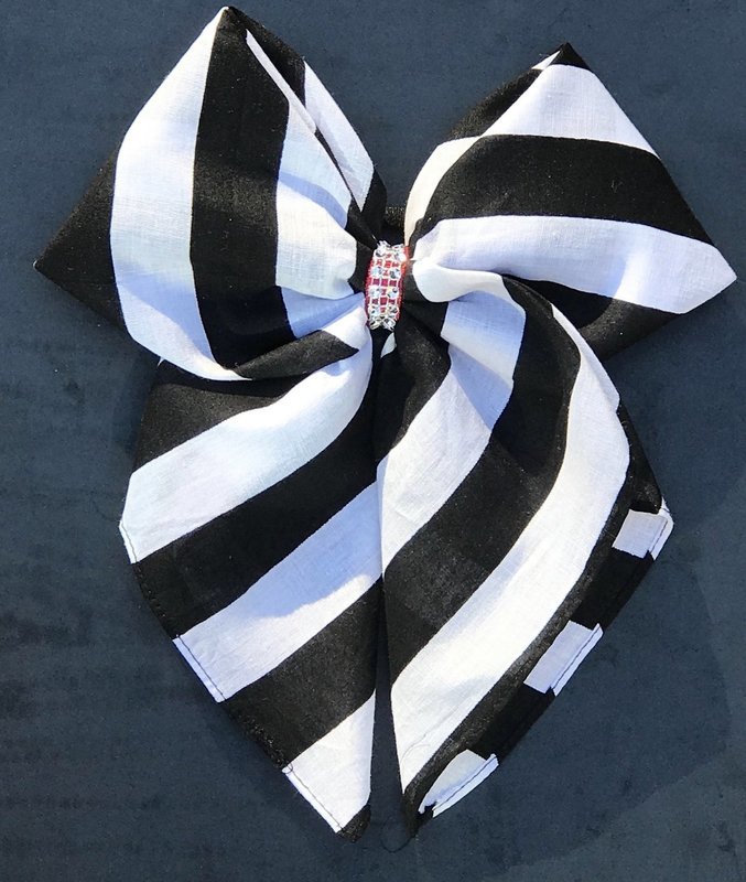 Bandana Bow - Black and White Stripe