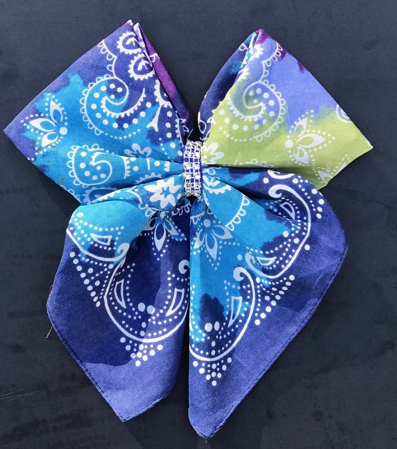 Bandana Bow - Blue and Purple Paisley