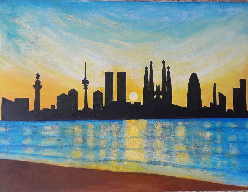 SÁBADO 12/07 11:30 A 14:15 -AMANECER EN BARCELONA – Taller de Pintura, Vino y Vermut