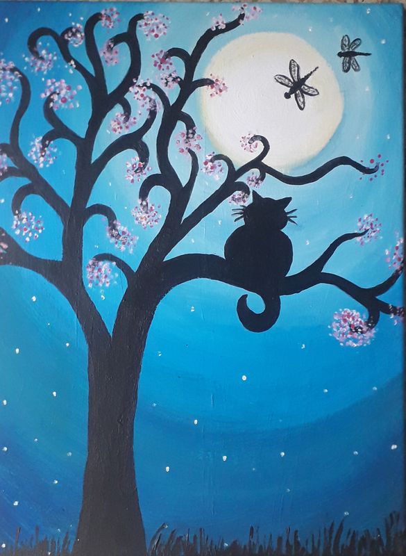 SÁBADO 26/07 11:30 A 14:15 - EL GATO Y LA LUNA .  – Taller de Pintura, Vino y Vermut.