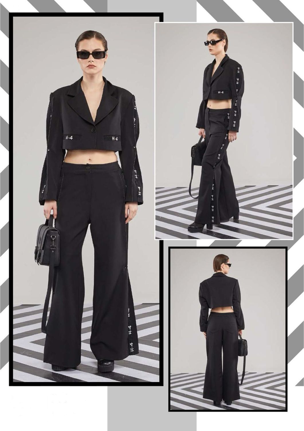 H4 H-4 black krótka marynarka żakiet poduszki lampas Design S M L