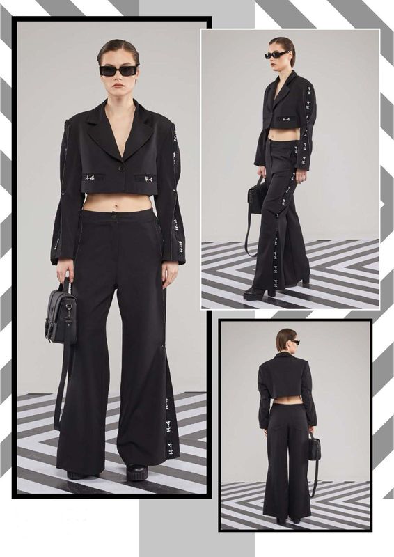 H4 H-4 black krótka marynarka żakiet poduszki lampas Design S M L