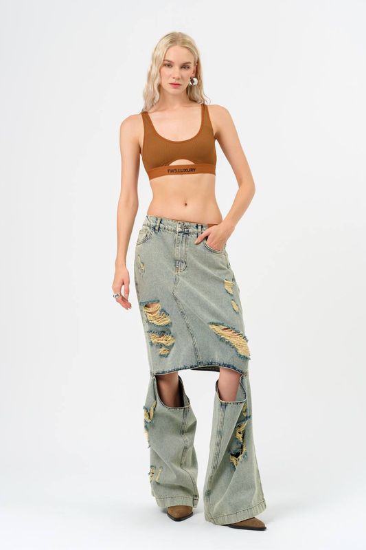 TW3 spódnica spodnie design oversize TW-3 XS S M L XL XXL jeans destroyed