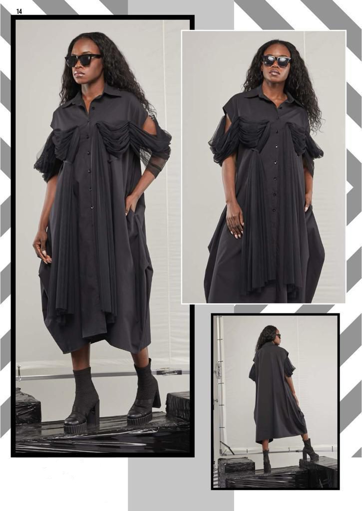 H4 H-4 black design sukienka 38 tunika koszula bluzka siatka Tiul oversize m l xl xxl