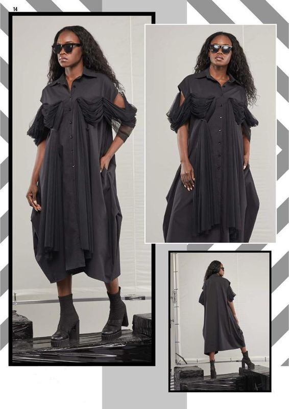 H4 H-4 black design sukienka 38 tunika koszula bluzka siatka Tiul oversize m l xl xxl