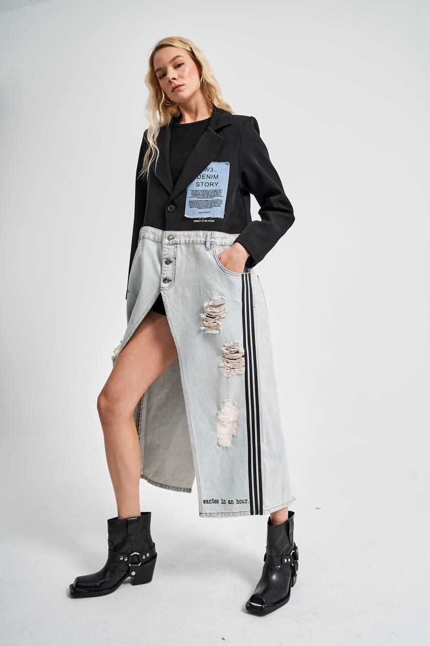 TW3 Marynarka kamizelka sukienka design oversize czarna jeans xs s m l xl xxl