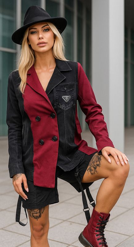 TW3 Marynarka katana kurtka design TW-3 oversize XS S M L XL XXL burgund