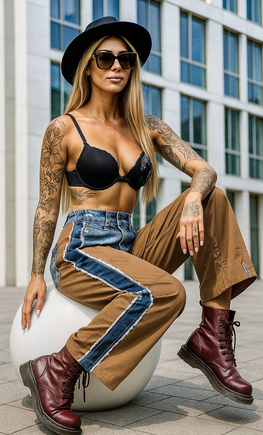 Redesign re design spodnie brąz country jeans destroyed oversize xs s m l xl