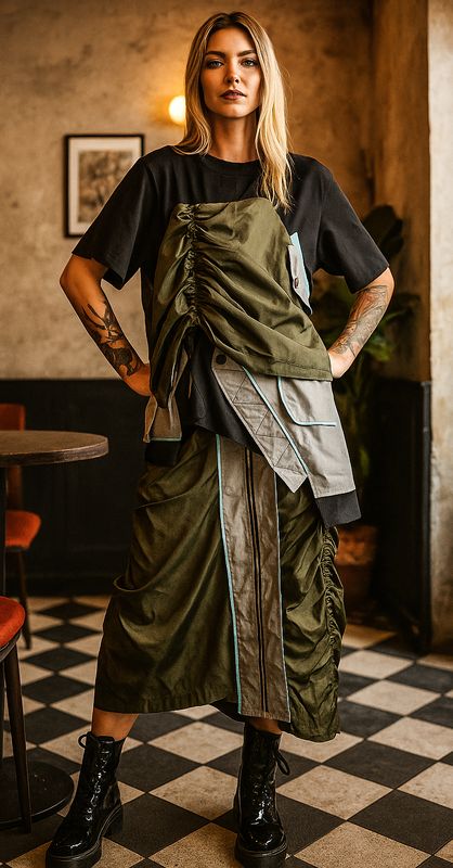 TW3 Tw-3 komplet spódnica koszulka design asymetryczna oversize xs s m l xl xxl