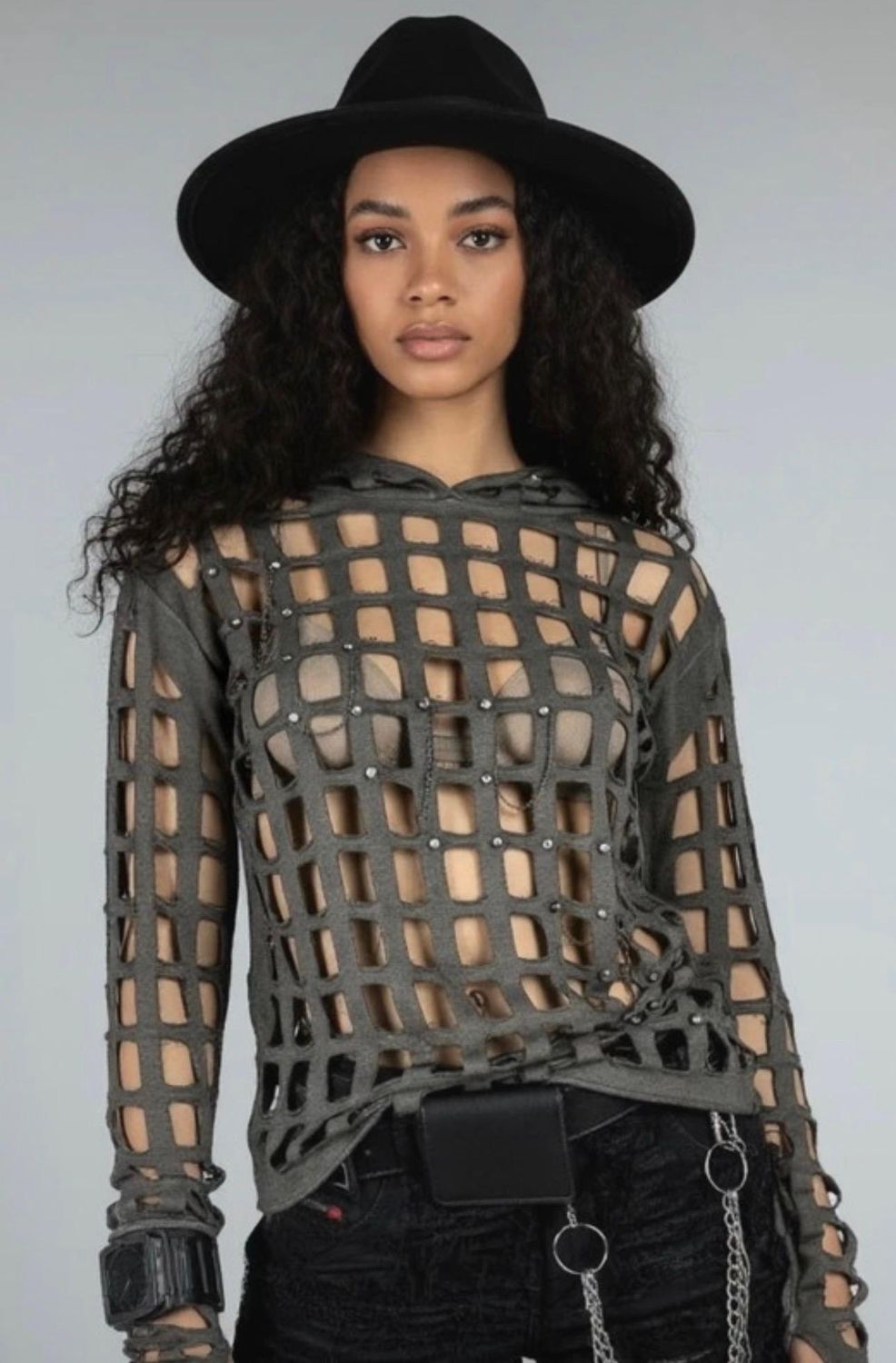 Redesign re design bluza bluzka kaptur szara cappucino oversize xs s m