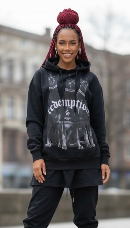 Speedway Luxury Komplet Dresowy Damski Psy Doberman Bluza Joggery Czarna L