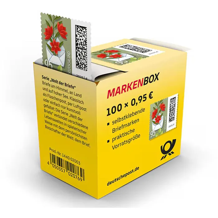 Markenbox "Blumenbrief", Briefmarke zu 0,95 €, 100er-Box