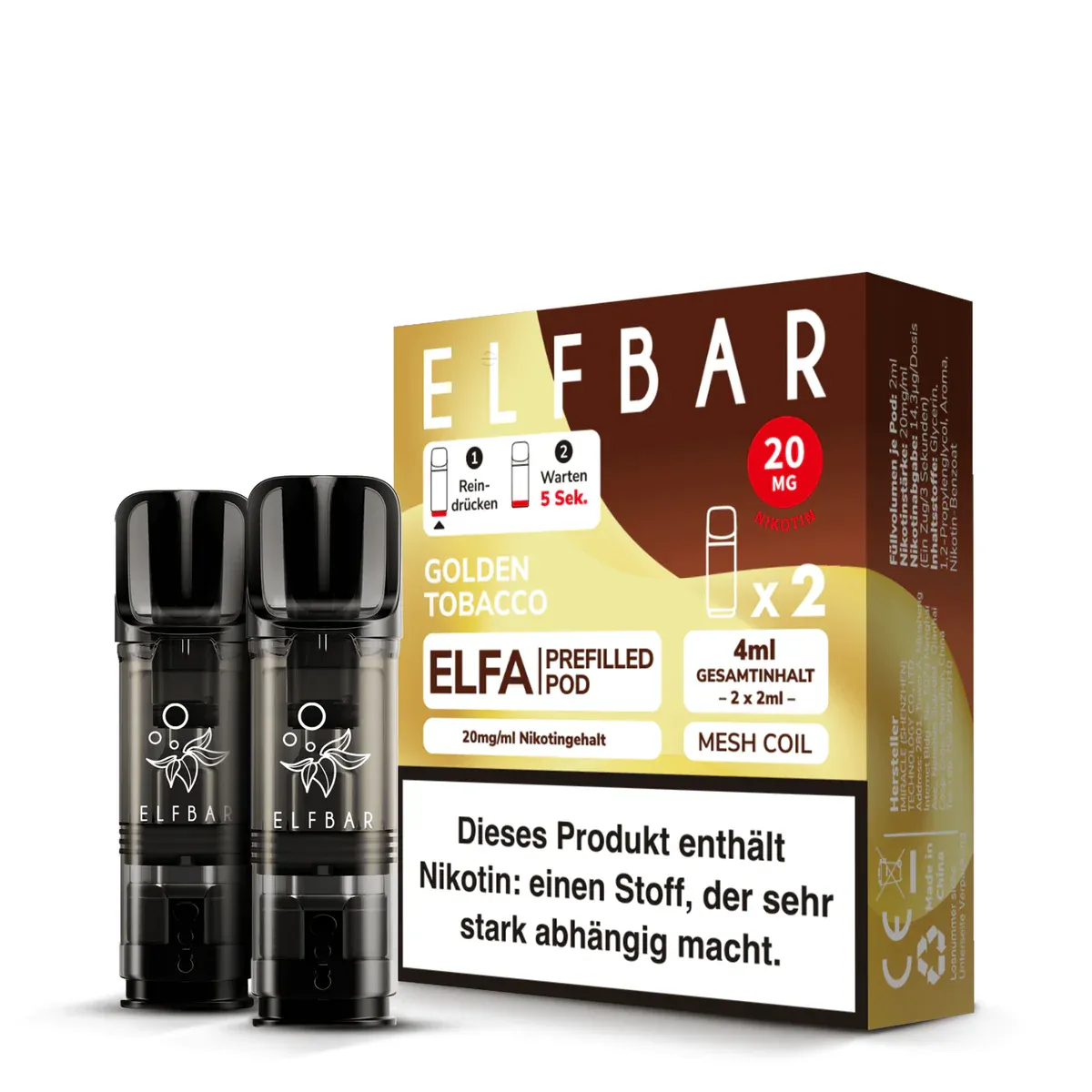 Elfbar Elfa Pods Golden Tobacco 20mg