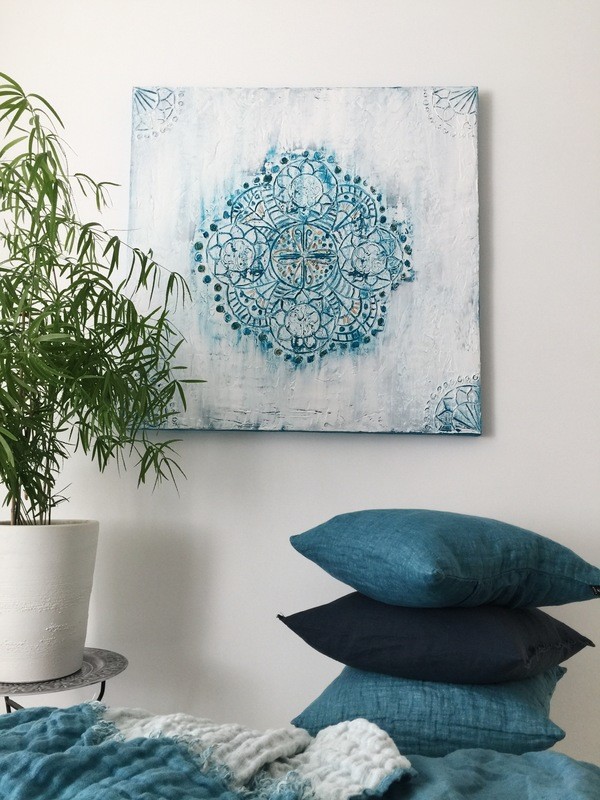 Tavla "Blå mandala"