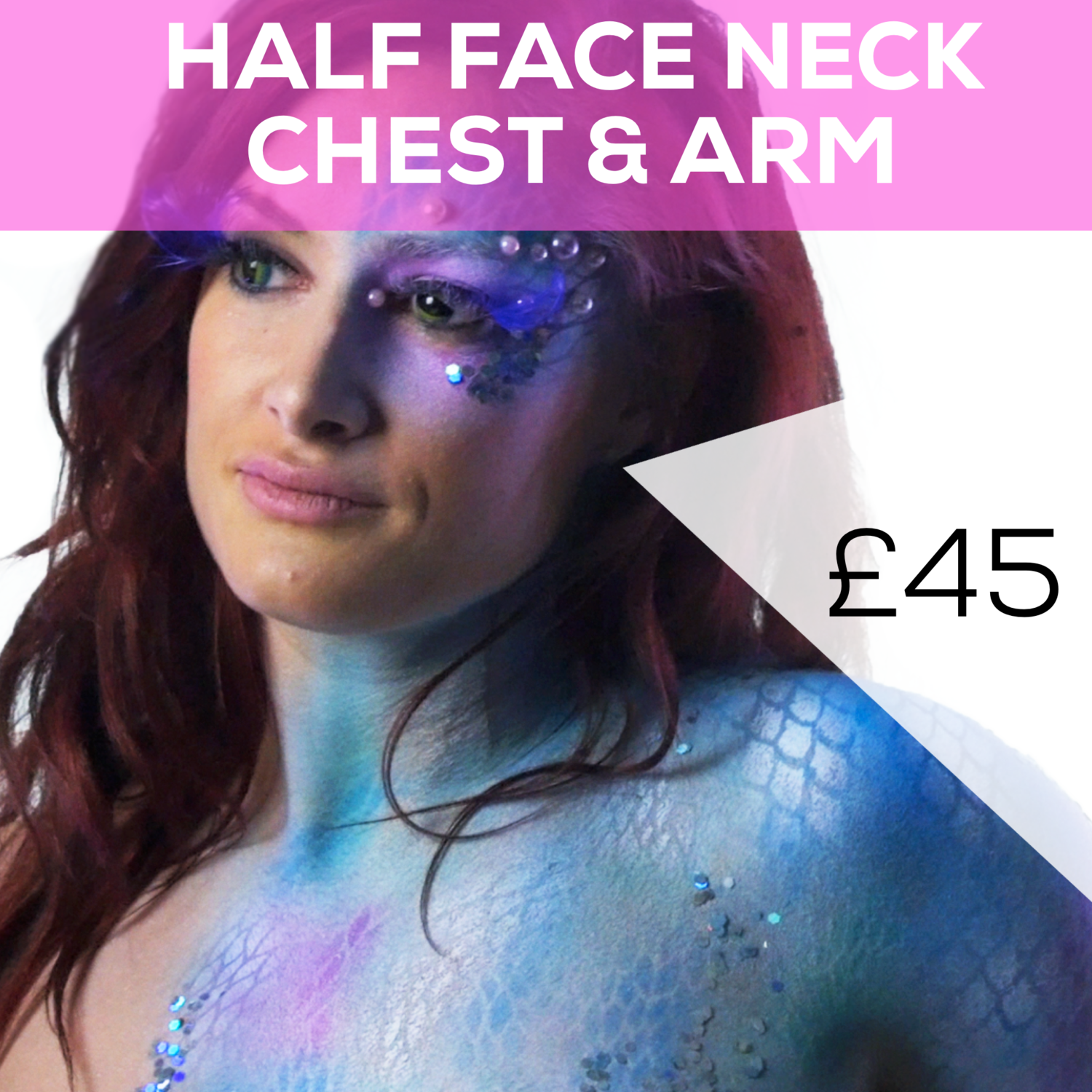Half Face Neck Chest & Arm Ibiza bodypaint
