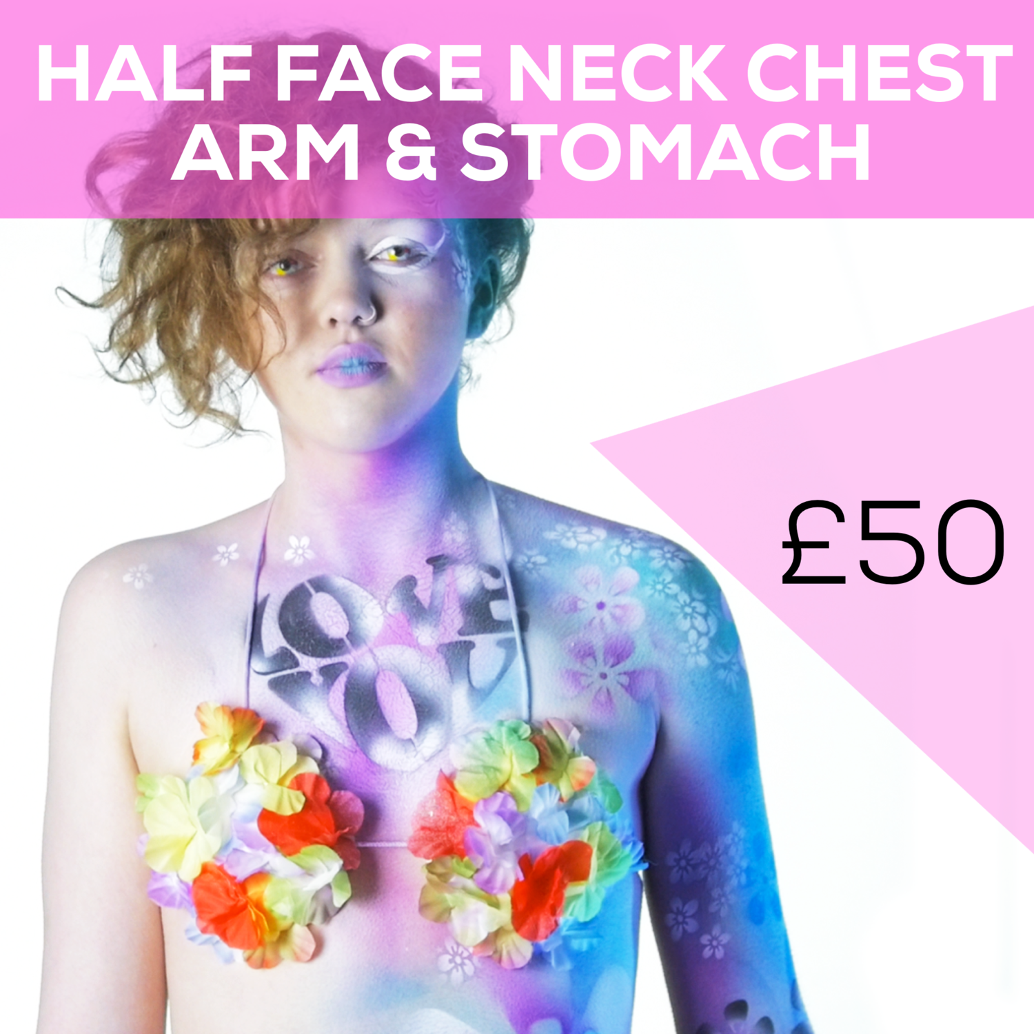 Half Face Neck Chest Arm & Stomach Ibiza bodypaint