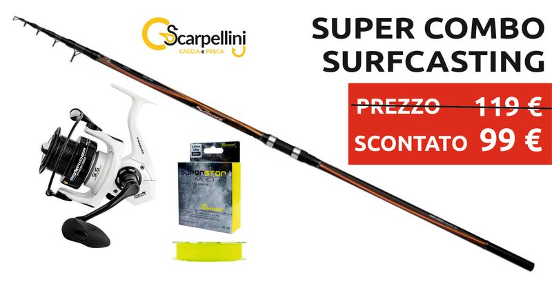 COMBO SURF CASTING  SONORA AX SURF 200 Gr  + SEARIDER PWG 7000 + FILO LEMON 0,26 300 MT