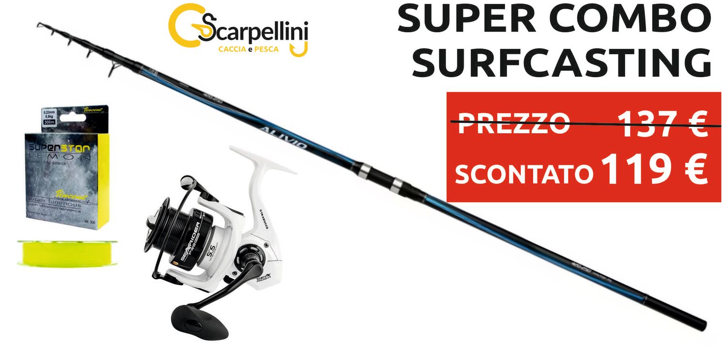 COMBO SURF CASTING  ALIVIO GX SURF 200 Gr  + SEARIDER PWG 7000 + FILO LEMON 0,26 300 MT