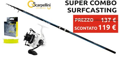 COMBO SURF CASTING  ALIVIO GX SURF 200 Gr  + SEARIDER PWG 7000 + FILO LEMON 0,26 300 MT