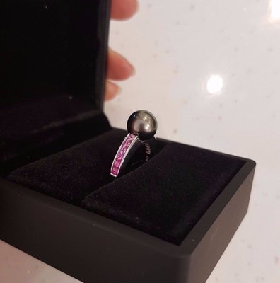 18ct White Gold Pearl and 1.00ct Pink Sapphire Ring