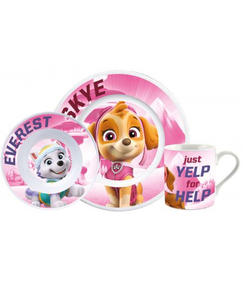 Paw Patrol „Skye“ Kindergeschirr Set Kindergeschirr Porzellan Paw Patrol Skye – 3-teilig