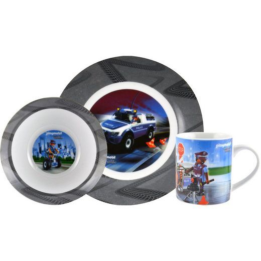Playmobil City Action Kindergeschirr Set Playmobil City Action Porzellan Kindergeschirr Set – Teller, Tasse, Müslischale