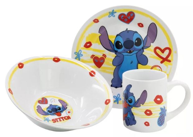 Disney Stitch Kindergeschirr Set Kindergeschirr Stitch Porzellan – 3-teiliges Set
