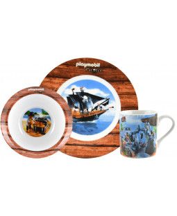 Playmobil Pirates Kindergeschirr Set Playmobil Pirates Porzellan Kindergeschirr Set – Teller, Tasse, Müslischale