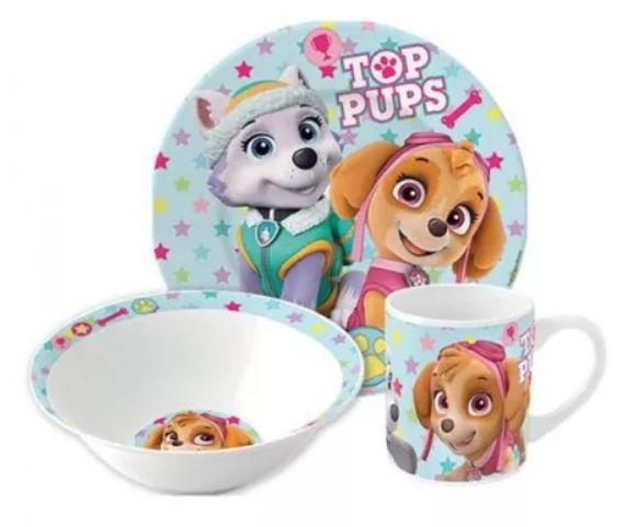 Paw Patrol „Skye“ Kindergeschirr Set Kindergeschirr Paw Patrol Skye – Porzellan 3-teilig