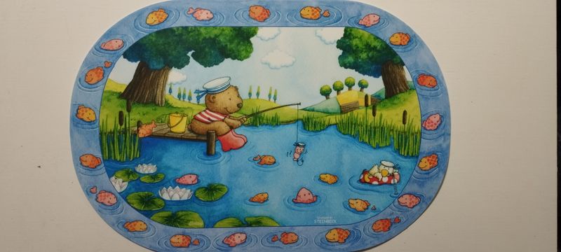 Kindertischunterlage Anglerbär Motiv – Pitzelpatz Design