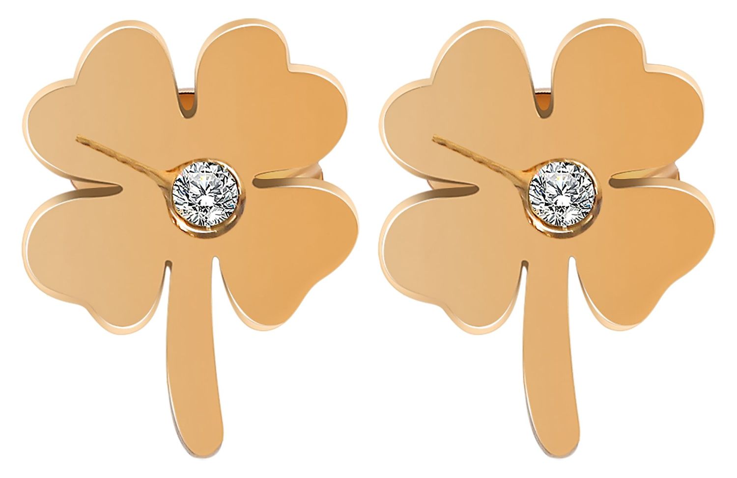 Akzent Edelstahl Ohrstecker  Gold &quot; Kleeblatt &quot;