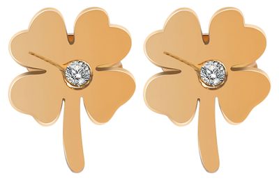 Akzent Edelstahl Ohrstecker  Gold &quot; Kleeblatt &quot;