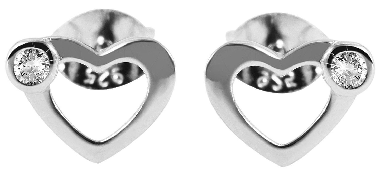 Akzent Edelstahl Ohrstecker Herz mit Stein