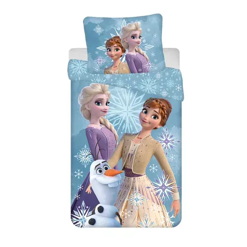 Disney Frozen Kinderbettwäsche – Eiskönigin Elsa &amp; Anna – 100x135 cm + 40x60 cm – 100% Baumwolle