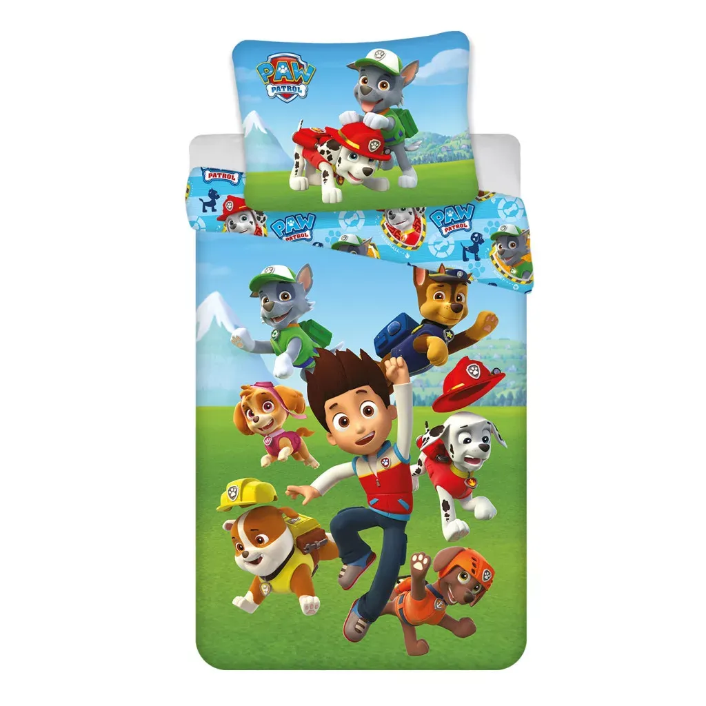 Paw Patrol Squad Kinderbettwäsche 100×135 cm &amp; 40×60 cm – 100% Baumwolle – Kinderbett-Set für Jungen &amp; Mädchen