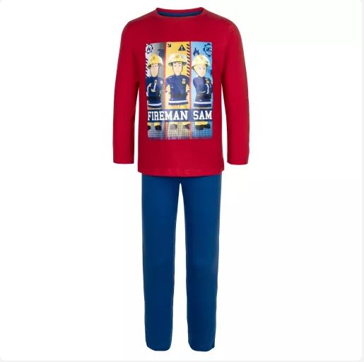 Feuerwehrmann Sam Pyjama Kinder – langer Schlafanzug Baumwolle 122–128 cm