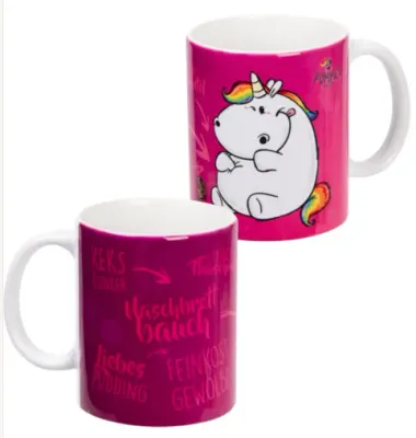 Pummel & Friends Tasse „Naschbrettbauch“ Geschenkidee Einhorn Tasse – Pummel & Friends Keramik 240 ml