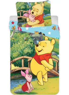 Winnie Puuh & Ferkel Bettwäsche Detailaufnahme Puuh & Ferkel Bettwäsche Baumwolle – Kissen & Decke