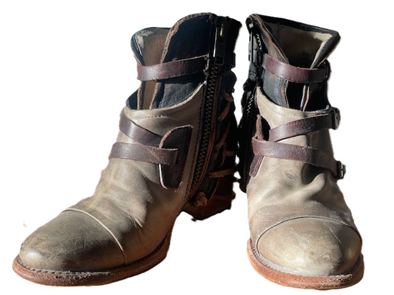 Freebird Crue Leather Booties- Grey Multi - Size 7