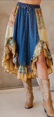 Midnight Meadow Patchwork Midi