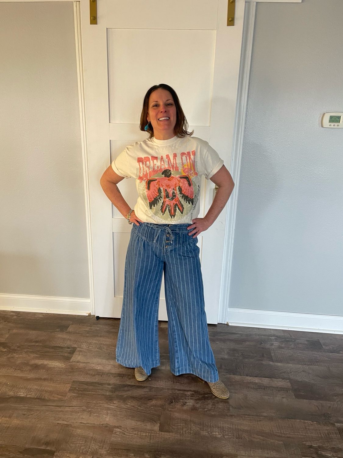 The Anywhere Stripe Wide Leg Jeans