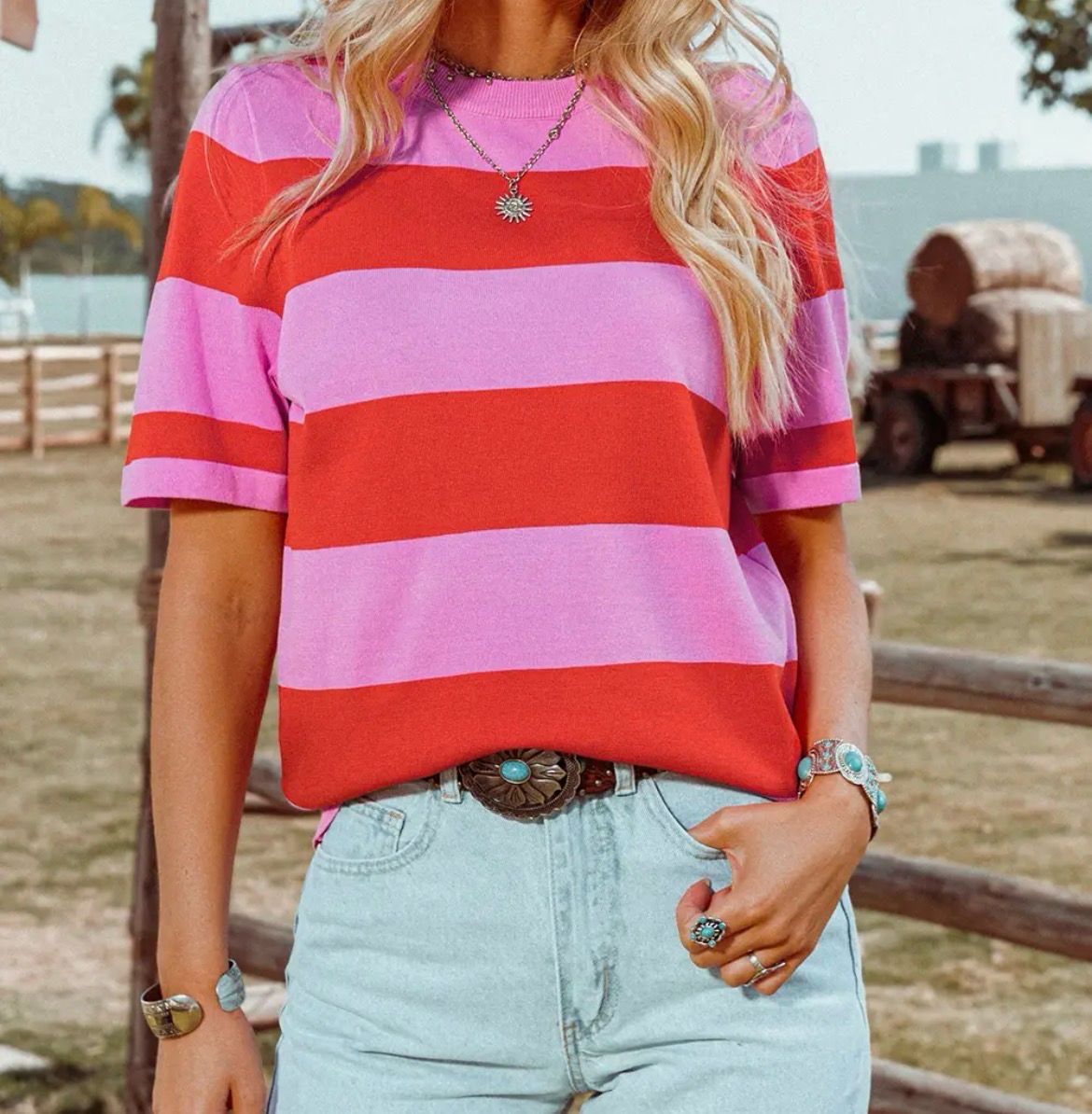 Sunset Stripe Colorblock Knit Top