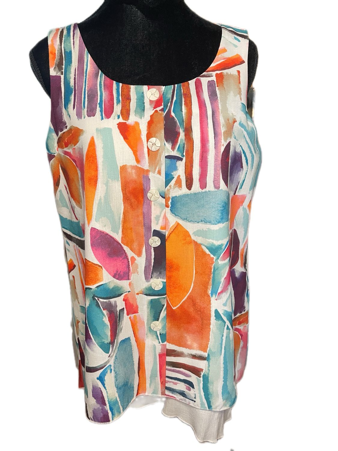 Faux Button Abstract Tunic