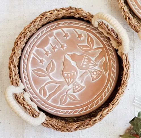 Handmade Terracotta Bread Warmer & Basket Set – Lovebirds