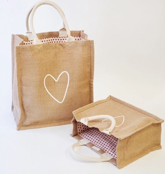 Handmade Reusable Jute Gift Bag &amp; Tote – Love