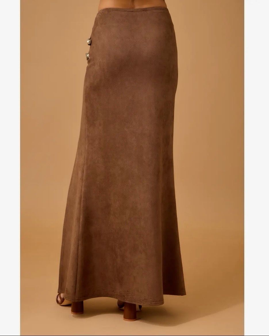 Faux Suede Buckle Maxi